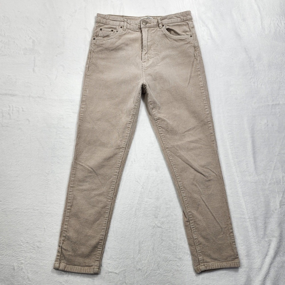 Pull&Bear Pants Womens 32‎ Beige Corduroy High Rise Skinny Leg Academia Preppy